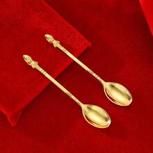 1/2/5pcs Dessert Spoons, Daily Use Coffee Stirring Small Spoons - Gold - View 5