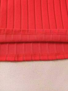 Girls' Outfit, Beaded Ruffle Trim Round Neck Long Sleeve Top + Elegant 3D Bow PU Leather Skirt Fashion Set, Suitable For Autumn Daily Wear, Birthday Party, Family Outing - Red - View 10