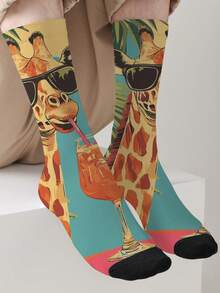 1 Pair Of 360° All-Over Printed Novelty Quirky Socks, Unisex Design-Perfect For Fashionable, Bold, And Streetwear Styling. - Multicolor - View 4