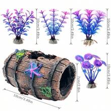 1 Coral Reef Decoration, 1 Starfish Bucket, 6pcs Aquarium Decorative Plants (Multiple Sets Available), Suitable For Betta Fish Tank Decor - A - View 21