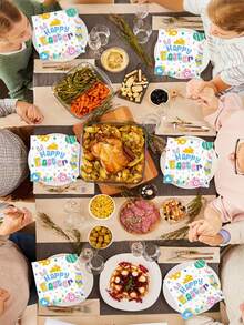 20张 - 复活节快乐餐巾纸 - 双层纸巾，印有彩色复活节彩蛋和花卉图案，适合春季节日派对、家庭庆祝活动和用餐。 - 彩色 - 查看 5