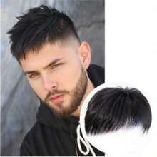 1pc Men's Short Wig, Chic Invisible Hairpiece For Thinning Hair, Mediterranean Style, For Balding Men - Black - View 9