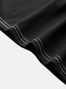 Men Plus Top-stitching Drop Shoulder Tee - Black - View 11