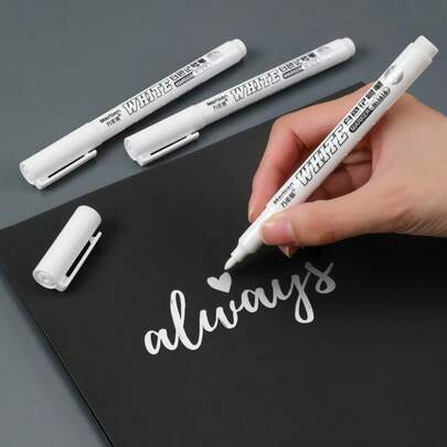 1/3/5/10pcs Super White Vivid Fine Tip Permanent Marker Pens, Quick Dry Waterproof Paint Pens For Tire Painting, Touch Up, Marking