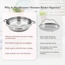 Handy Pan Set Non-Stick, Premium 4-Pc Set With 4.5-Quart Frying Pan, Steamer/Strainer Basket, Glass Lid & Silicone Spatula, Removable Handle, Oven , Toxin-Free, White BC51BF00 - 白色 - 查看 9