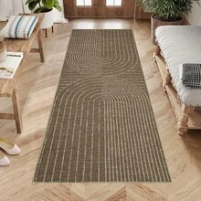 Modern Geometric Easy Jute Washables, Contemporary Rainbow Soft Non Slip Non Shedding Indoor Outdoor Carpet For Patio Living Room - 棕色 - 查看 4