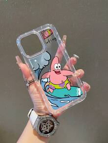 SpongeBob SquarePants 1pc Cartoon Funny Surfing Ocean Pattern Perforated Shockproof Phone Case Cover, Compatible With Samsung/Compatible With IPhone 17/16/15/14/13/12/11 Pro Max/12 Pro/14 Plus And Other Models - Multicolor - View 2