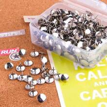 500 Piezas Chinchetas Redondas, 9.5mm Metal Alfileres de Empuje Tachuelas de Pulgar con Caja de Almacenamiento para Mapa de papelería Tablón de Anuncios de Corcho Hogar Oficina, Plata,37496948 - Multicolor - Ver 2