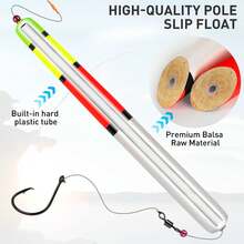 1 pieza de flotador de pesca de bagre de madera balsa, boya deslizante, boya de pulgadas, 10 pulgadas, 12 pulgadas, flotadores de pesca con de caña para crappie