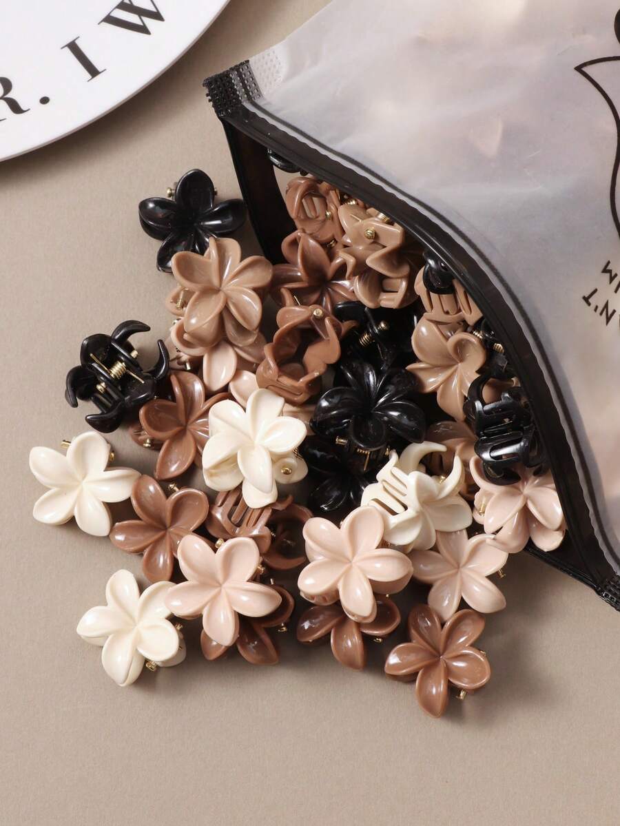 10pcs Geometric Plastic Hair Clips, Casual Minimalist Small Hair Accessories For Women, Coffee Color Fashion Claw Clips Elegant Hair Claws Casual Hair Clutch Beauty Hair Jaw Clip - Multicolor - View 1