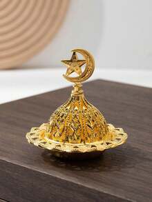 Gold Incense Burner, Indoor Home Use Tower-Style Sandalwood Incense Burner, Trumpet-Shaped Middle Eastern Incense Burner, Ramadan Decoration - Multicolor - View 2