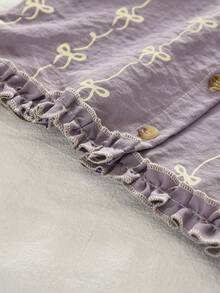 2pcs/Set Girls' Casual Butterfly Print Woven Fabric Camisole And Shorts Set, Summer - Mauve Purple - View 5