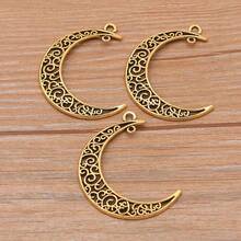 10pcs Hollow Moon Pendant, Alloy Crescent Moon Pendant, Celestial Pendant, Suitable For DIY Bracelet Necklace Jewelry Making