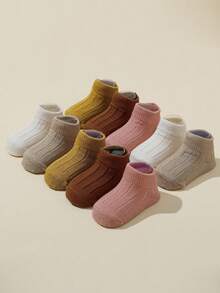 5 Pairs Baby/Toddler Solid Color Breathable Ankle Socks, Spring/Summer - Multicolor - View 2