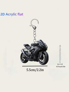 2D Piatto - Portachiavi in acrilico colorato e cool di una moto nera - Moschettone, perfettamente adatto per chiavi di auto, zaini, borse a mano, ciondoli per borse, accessori per auto, decorazione per confezioni | Design divertente | Materiale acrilico, può essere usato come decorazione per portafogli, accessori per telefoni, regali per vacanze, compleanni, San Valentino, matrimoni, damigelle, souvenir, regali per il Ramadan - Multicolore - Visualizzare 10