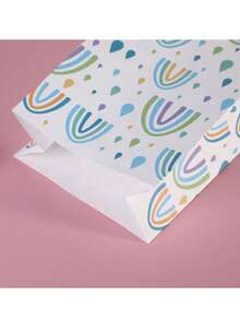 5个彩虹牛皮纸礼品袋，带底，适用于礼品、派对、节日，附赠5张贴纸 - 彩色 - 查看 4