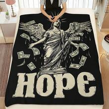 Dark Retro Contrast Cozy Flannel Throw Blanket Multifunctional Blanket Adaptation Couch Sofa Bed Office Nap Dorms Car Living Room Bedroom Picnic Travel Camping Chair Machine Washable Soft Warm Flannel Blanket Lightweight Portable Fluffy Throw Blanket Comfortable Flannel Blanket Black Bottom Raindrops With Wings, Classical Goddess Statue, Dollar Banknote, Hope, Match Fall Decor Autumn Decor Bedroom Decor Festival, Including Birthday Anniversaries New Year Gifts Thanksgiving Christmas Wedding, Ideal Gift Blanket, Send Her Him Friends, Family, Colleagues, Brothers, Sisters, Best Friend, Boyfriend, Girlfriend, Suitable For Suitable For Movie Fans Or Unique Decor, Daily Casual Blanket Cozy And Warm Blanket Four Seasons All Season Comfort Personality Holiday Gift - Multicolor - View 4