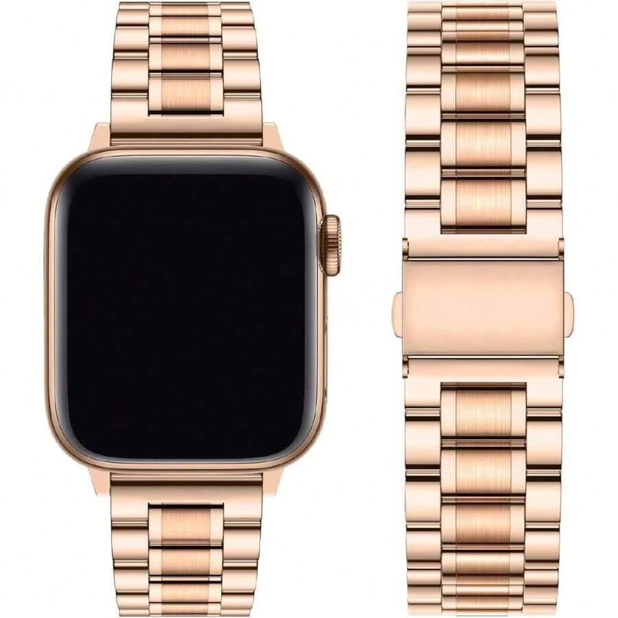 Fullmosa Correa Compatible con Apple Watch 45mm 44mm 42mm 46mm 49mm 41mm 40mm 38mm,Correa de Metal de Acero Inoxidable Para  Ultra/SE/Series 10 9 8 7 6 5 4 3 2 1,37492720 - Negro - Ver 1
