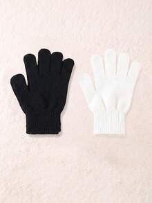 1/2/3 Pairs Winter Magic Gloves, Black Knitted Gloves, Warm Stretchy Gloves, Suitable For Cosplay Costumes, Cold Weather - Multicolor - View 6