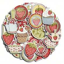 60 Cute Strawberry Creative Stickers DIY Computer And Paper Tape Hand Account Notebook Stickers Stationery Art Handmade - Berry Point and Berry Brain - View 3