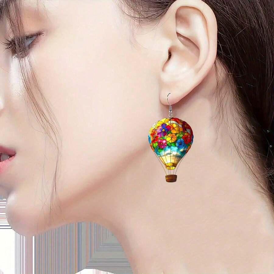 2D flat elegant and cute balloon pendant earrings - holiday themed lightweight party accessories - daily and party wear, Christmas gifts - suitable for all seasons - Multicolor - Ver 1