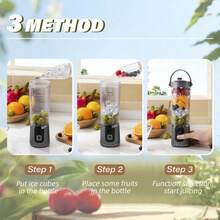 200W Professional Smoothie Blender - Ideal Kitchen Countertop Appliance For Desserts, Portable Rechargeable Fruit Juice Mixer (Model N58D) For Shakes And Juice, Plus A 600ML, 7.4V, 2400mAh, 18000RPM, 100W Household Crushed Ice Juicer Cup With USB Charging, Portable For Outdoor Travel - 黑色PRO MAX - 查看 3