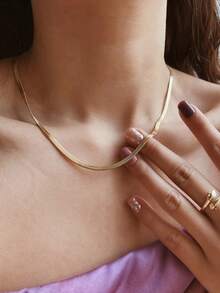 1pc Versatile Stainless Steel Rope Chain Twisted Braided Necklace Waterproof Gold Herringbone Chain Stackable Necklace For Women Gifts