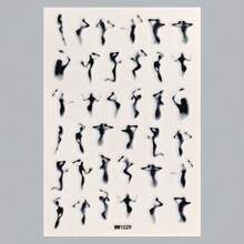 1sheet Silhouette Pattern Nail Art Sticker Nail Stickers DIY - 彩色 - 查看 1