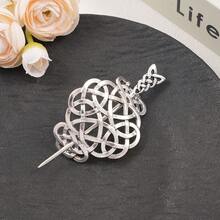 1pc Vintage Silver Hollow Floral Hair Clip, Featuring Vines, Curled Patterns, And Geometric Designs, With An Arrow-Shaped Tip, Made Of Smooth Metallic Material With A Glossy Finish, Delicate Hollow Floral Edges, Slender And Straight Shaft, Suitable For Daily Wear Or DIY Crafting., Bun Extension, Hair Styling Pins, Pins For Hair - Multicolor - View 4