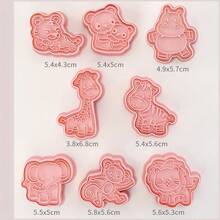 8 Pieces Forest Animal Cookie Cutter, Cartoon Giraffe Press Cookie 3D Fondant Baking Tool - Animal 8-piece Set - View 3