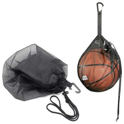 1pc Sports Volleyball Net Bag With Clip-On Ball Pouch, Foldable Drawstring Backpack For Basketball, Football, Gym Bag With Hook - Gift For Volleyball Players