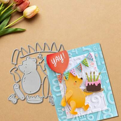 Creative Bear And Birthday Cake Metal Cutting Dies, DIY Scrapbooking Album And Embossing Stencil, Greeting Card Making Tool, Card Paper Cutting Crafts ,Gift Card Making Template Die Cuts.