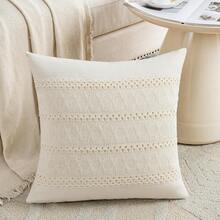 1 pièce Taie d'oreiller bohème, housse de coussin décorative de style ferme douce verte, taie d'oreiller gris-vert pour canapé, lit, décoration de salon - Blanc - Voir 4
