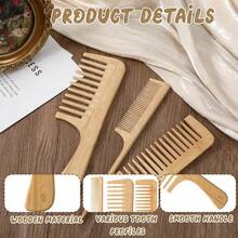 Bộ 1/3 lược tre chống tĩnh điện thủ công, lược tre tự nhiên, dùng được cho cả nam và nữ, thích hợp để chải tóc và râu, có thể dùng để tạo kiểu và định hình tóc. - Nhiều màu - Xem 5