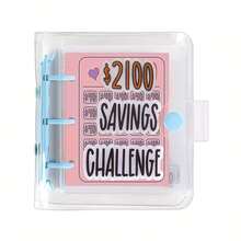 1 Pack 2100 Yuan Envelope Storage Challenge Binder, Budget Planner Cash Storage Envelopes, Cash Organizer Easily Master Budget And Financial Planning Pink And Blue Available - 藍色 - 查看 12