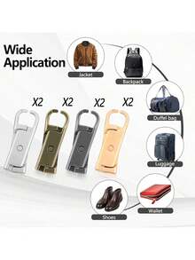 4pcs Detachable Metal Zipper Pulls, Zipper Replacements (Upgrades), Detachable Zipper Pulls Suitable For Luggage, Clothing, Jackets, Backpacks, Boots, Wallets, Coats - Anti-Theft Deterrent - Secure Zipper - Zipper Pull Replacement Parts - 彩色 - 查看 7