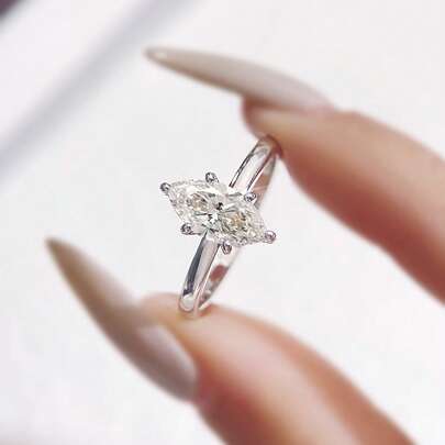 1 pieza Anillo de compromiso solitario elegante de moissanita de 1-2 quilates con 6 garras, anillo de boda/propuesta/aniversario de lujo de plata esterlina S925, regalo de joyería para mujer, regalo de Navidad