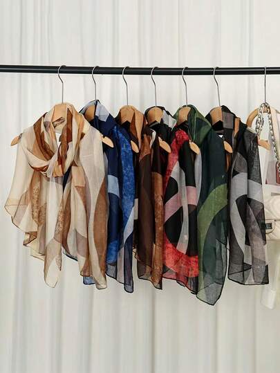 1 pieza de nuevo pañuelo de satén impreso elegante, versátil y delgado para primavera y otoño - Pañuelo para la cabeza estilo vintage resistente al viento, diadema - Pañuelo suave, ligero, impreso para la playa, nuevo accesorio multifuncional para mujer