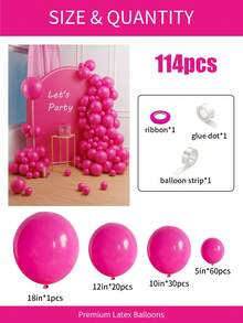 Bộ 114/70/45/10 quả bóng bay nhiều kích cỡ (18", 12", 10", 5") màu hồng tươi, bộ vòm bóng bay bằng cao su heli màu hồng cánh sen, thích hợp trang trí cho Ngày Valentine, Đám cưới, Tiệc cưới, Kỷ niệm, Sinh nhật, Lễ rửa tội, Lễ tốt nghiệp, Tiệc độc thân. - Màu Hồng Tươi - Xem 13
