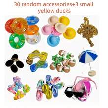 1 Set Of 33pcs Random Cute Duck Style Accessories Set Including Hat, Glasses, Swim Ring, Necklace, Slippers And More Adorable Duck Party Decorations For Summer Pool Party, Car Decor - A - View 6