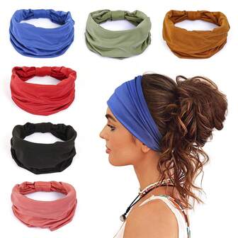 1pc Wide Women's Headband, Non-Slip Soft Elastic Headband, Suitable For Yoga, Running, Sports, Fitness, Can Be Used As Headscarf, African Knotted Fabric Headscarf