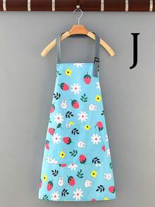 1pc Floral Print Waterproof And Oil-Proof Apron, New Fresh Flower Pattern Neck-Hung Kitchen Anti-Fouling Apron, Unisex Sleeveless Waist Cooking Apron, Suitable For Gardening And Cooking - Multicolor - View 19