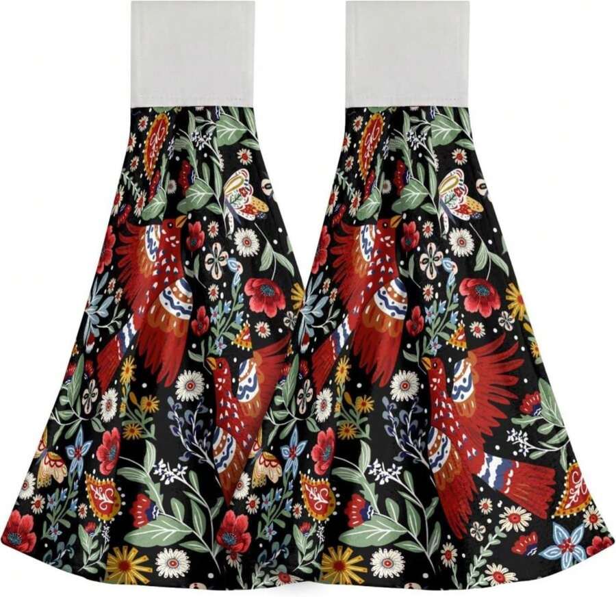 Giwawa Autumn Pumpkins Kitchen Towels With Hanging Loop Set Thanksgiving Fingertip Tie Towels Fall Seasonal Decor - ColorT - 查看 1