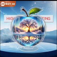 Acryl Apfel mit Lebensbaum Design - Multifunktionale Dekorationskugel für Zuhause & Büro, Winterwunderland Thema, ideales Feriengeschenk, Tischdekoration