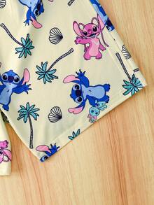 Disney 童装印花休闲舒适面料圆领无袖弹力腰短裤套装，儿童舒适日常穿着，适合居家穿着 - 黃色 - 查看 6