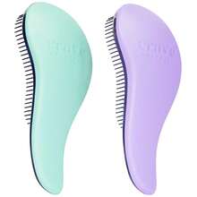 Glide Thru Detangling Brush For Adults And  - Detangler Brush For Curly Or Straight, Wet Or Dry Hair - Gentle On Tangles Hair Comb - 7.5x3-Inch, Turquoise And Purple (Pack Of 2) - 紫色 - 查看 2