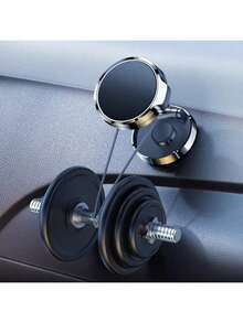 1pc Metal Foldable Magnetic Holder, 360° Rotatable Universal Car Dashboard Navigation Phone Mount, New Arrival Bestselling Round Bracket - Multicolor - View 4