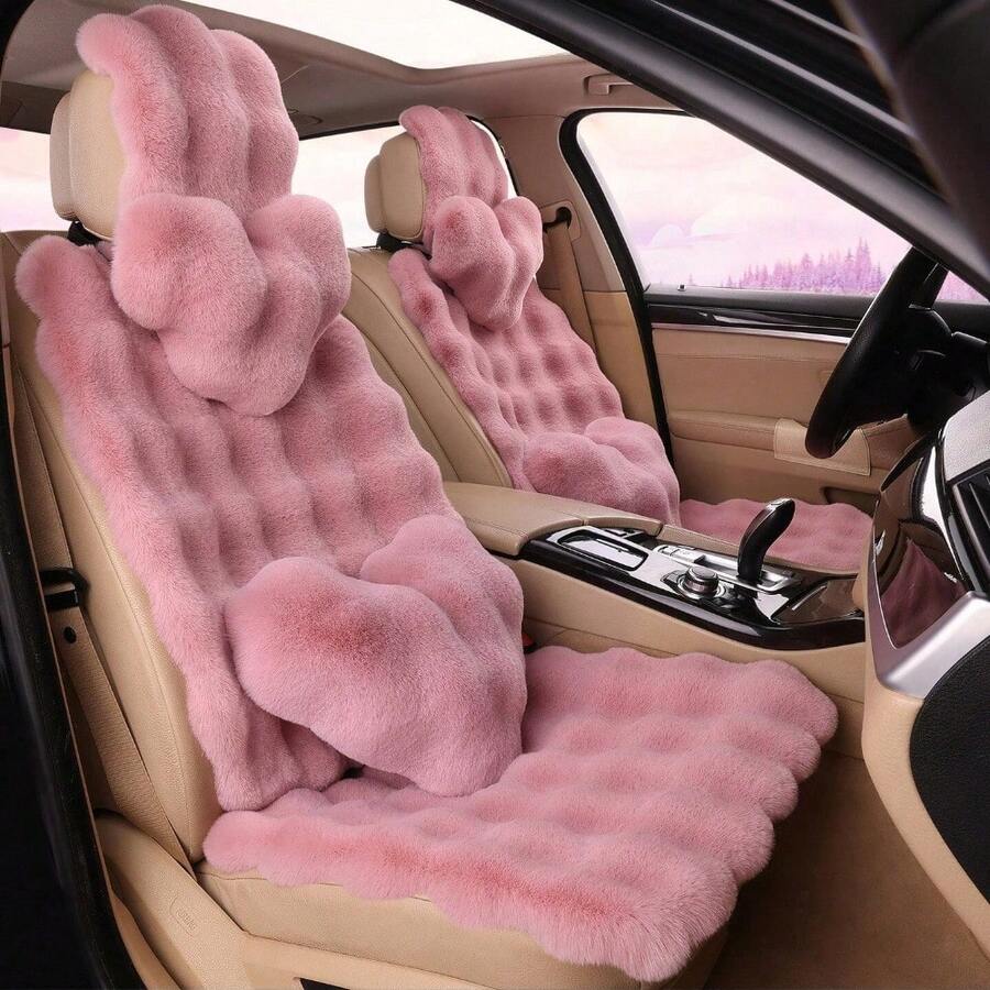 1pc Plush Heart-Shaped Headrest Lumbar Pillow, Soft & Comfortable Plush Car Neck Pillow