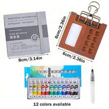 5 قطع طقم صغير محمول لألوان المائية، مع منطقة خلط متكاملة، طقم رسم سفر بلاستيكي، مشابك وفرش ألوان مائية، للفنانين، صندوق فارغ - ملحقات سهل الحمل للرسم والتلوين في الهواء الطلق - متعدد الألوان - مشاهدة 3