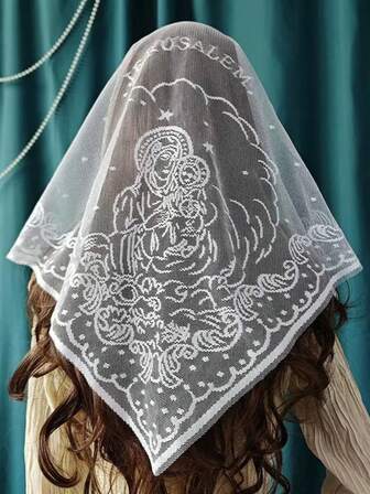 Velo de encaje largo tipo mantilla, adecuado para ceremonias de iglesia y primera comunión, vestido de novia, velo de encaje de alta calidad, suave y cómodo, exquisito y elegante, apropiado para usar; cada velo tiene hermosos patrones y bordes suaves, simple y elegante, lindo y adecuado para ti.